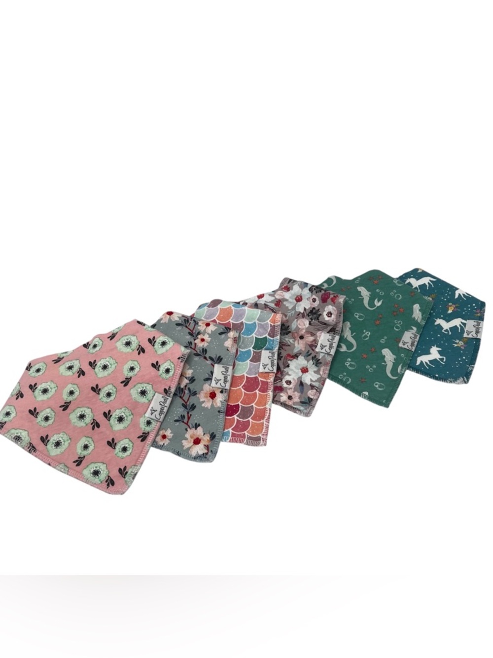 Copper Pearl Bundle 6 Bandana Bibs Baby Girl Floral Mermaid Unicorn Pink Green